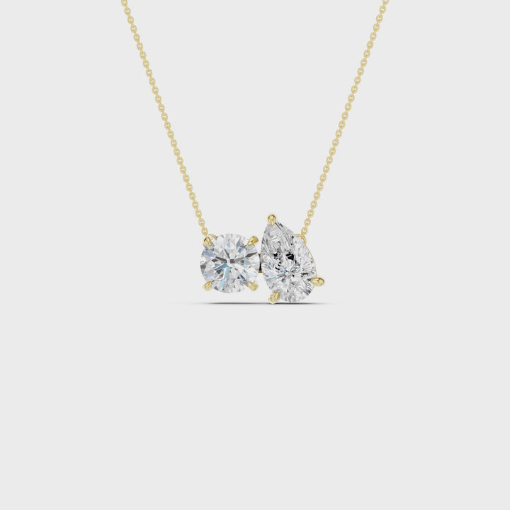 Toi et Moi Pendant (Round, Pear) in 14K Yellow Gold – Silvadi Jewelry Aurora CO