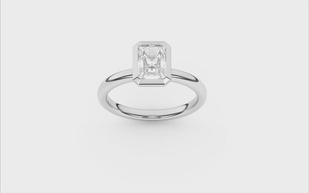Bezel-Set Solitaire Ring (Radiant Cut) in 14K White Gold – Silvadi Jewelry Aurora CO