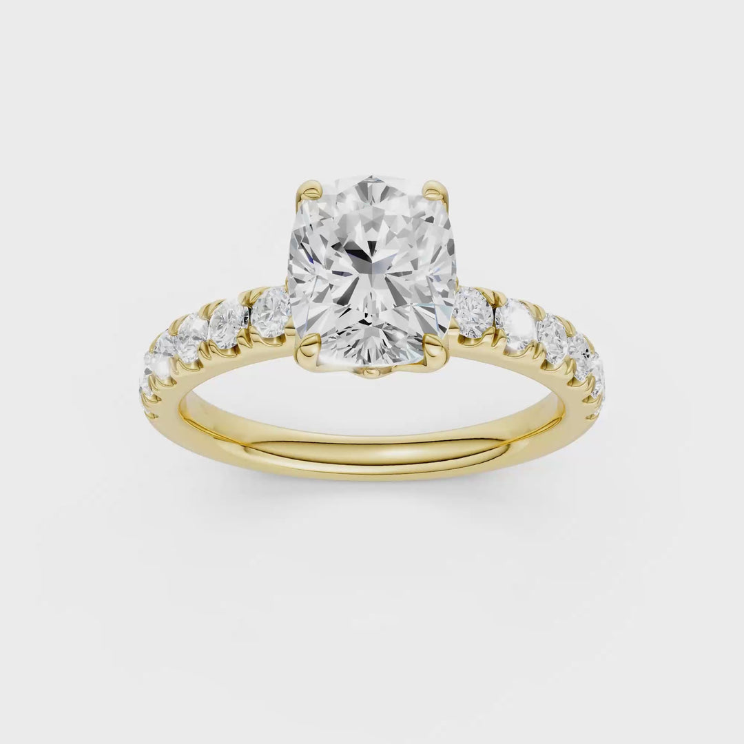 Tulip Head Engagement Ring (Elongated Cushion) in 14K Yellow Gold – Silvadi Jewelry Aurora CO