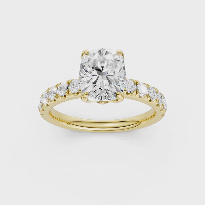 Tulip Head Engagement Ring (Elongated Cushion) in 14K Yellow Gold – Silvadi Jewelry Aurora CO