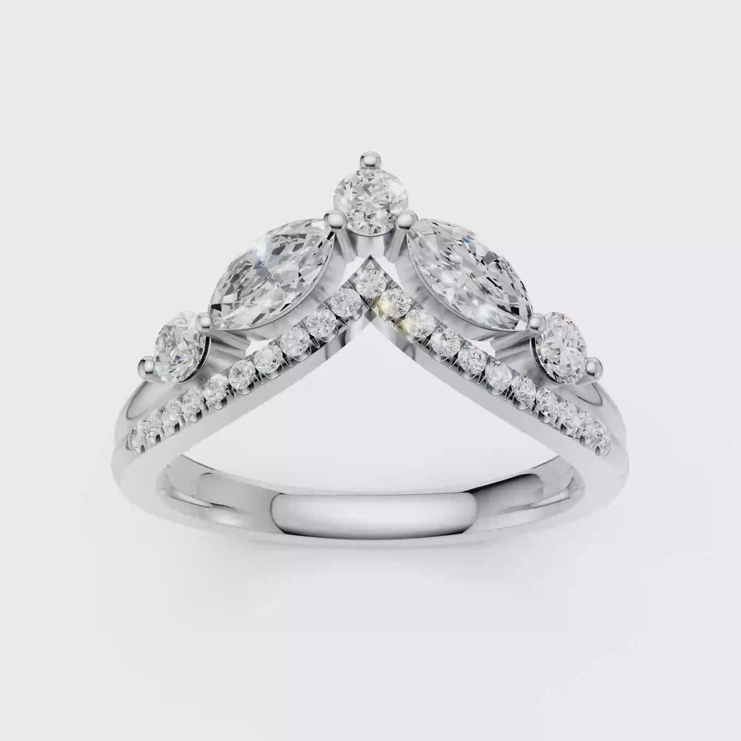 Split Shank Chevron Band (Round, Marquise) in 14K White Gold – Silvadi Jewelry Aurora CO