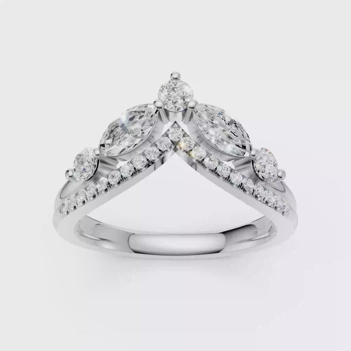 Split Shank Chevron Band (Round, Marquise) in 14K White Gold – Silvadi Jewelry Aurora CO