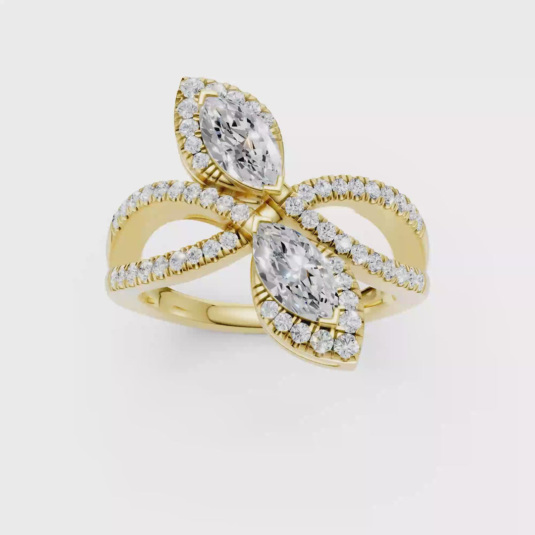 2-Stone Bypass Ring (Marquise, Round) in 14K Yellow Gold – Silvadi Jewelry Aurora CO