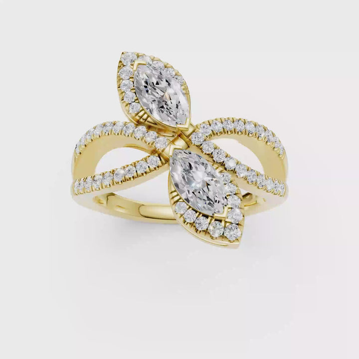 2-Stone Bypass Ring (Marquise, Round) in 14K Yellow Gold – Silvadi Jewelry Aurora CO