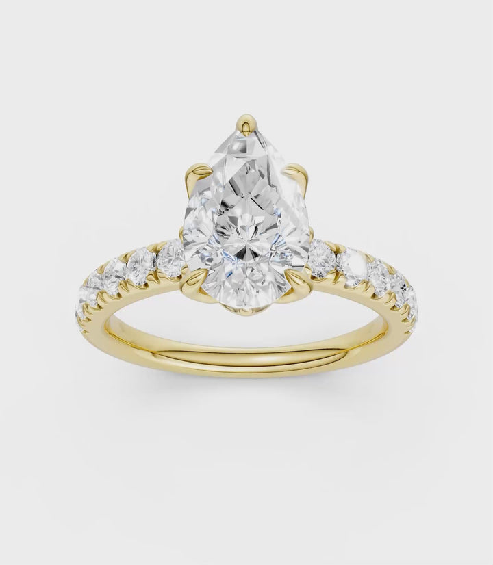 Tulip Head Engagement Ring (Pear) in 14K Yellow Gold – Silvadi Jewelry Aurora CO