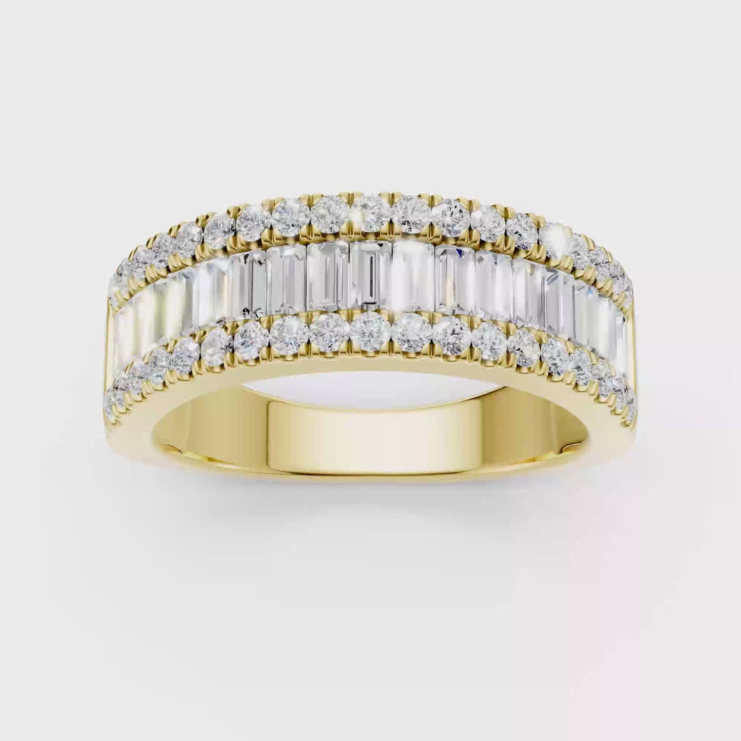 Alternating Channel Set Diamond Band (Round, Baguette) in 14K Yellow Gold – Silvadi Jewelry Aurora CO
