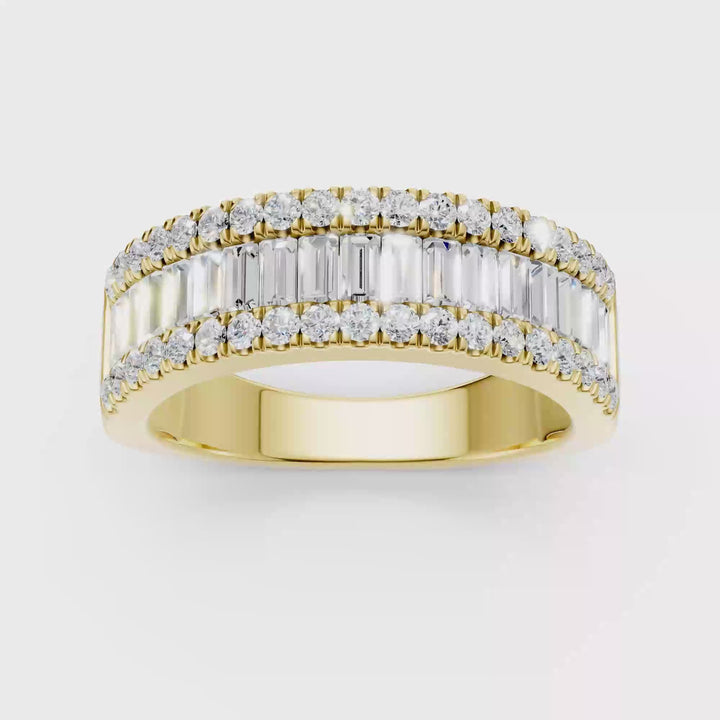 Alternating Channel Set Diamond Band (Round, Baguette) in 14K Yellow Gold – Silvadi Jewelry Aurora CO
