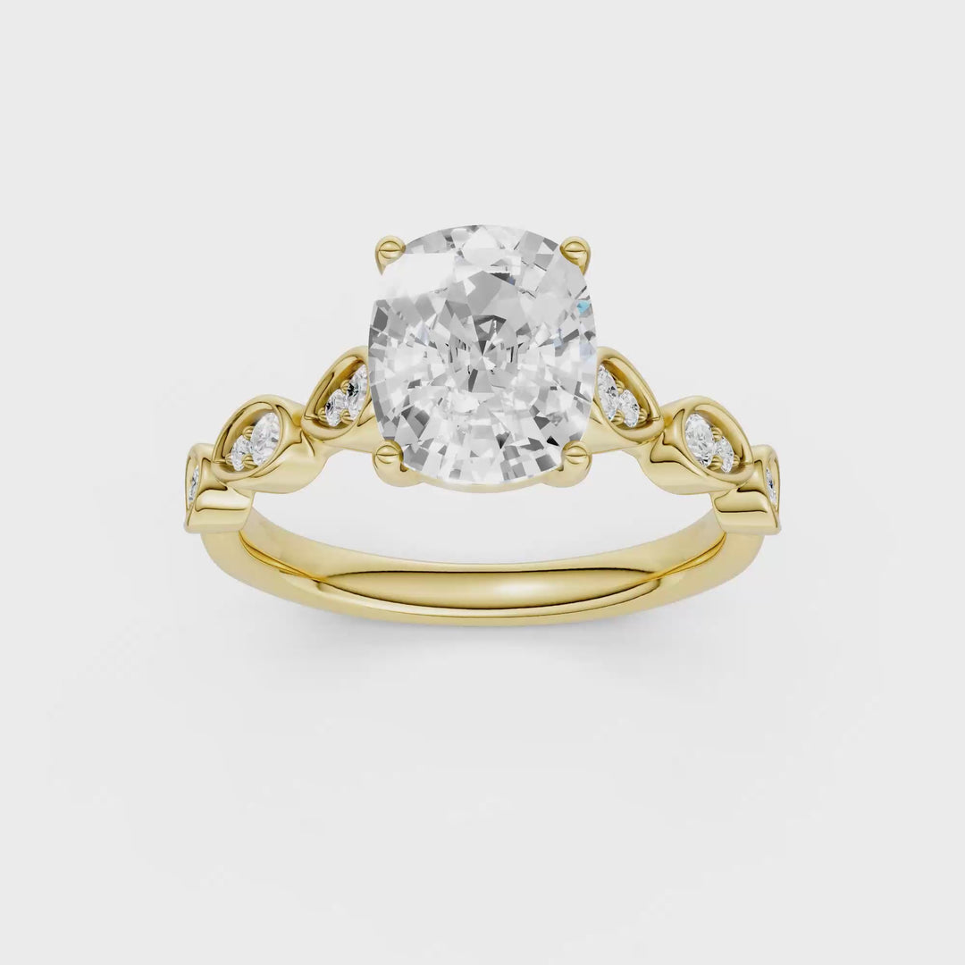 Trellis Shank Engagement Ring (Elongated Cushion) in 14K Yellow Gold – Silvadi Jewelry Aurora CO