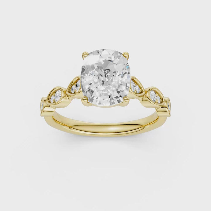 Trellis Shank Engagement Ring (Elongated Cushion) in 14K Yellow Gold – Silvadi Jewelry Aurora CO