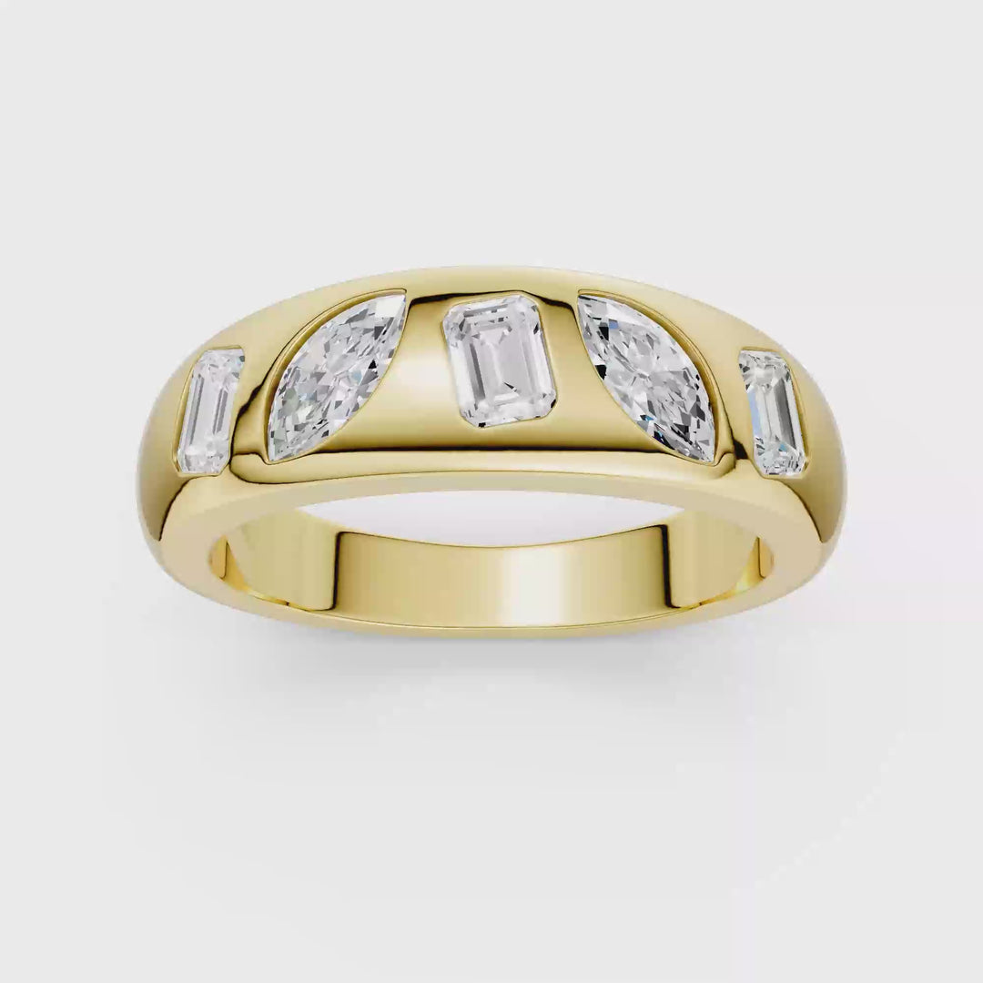 Fancy Shape Flush Set Diamond Ring (Emerald, Marquise) in 14K Yellow Gold – Silvadi Jewelry Aurora CO