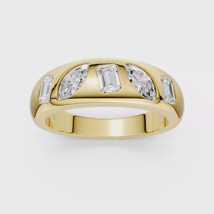 Fancy Shape Flush Set Diamond Ring (Emerald, Marquise) in 14K Yellow Gold – Silvadi Jewelry Aurora CO