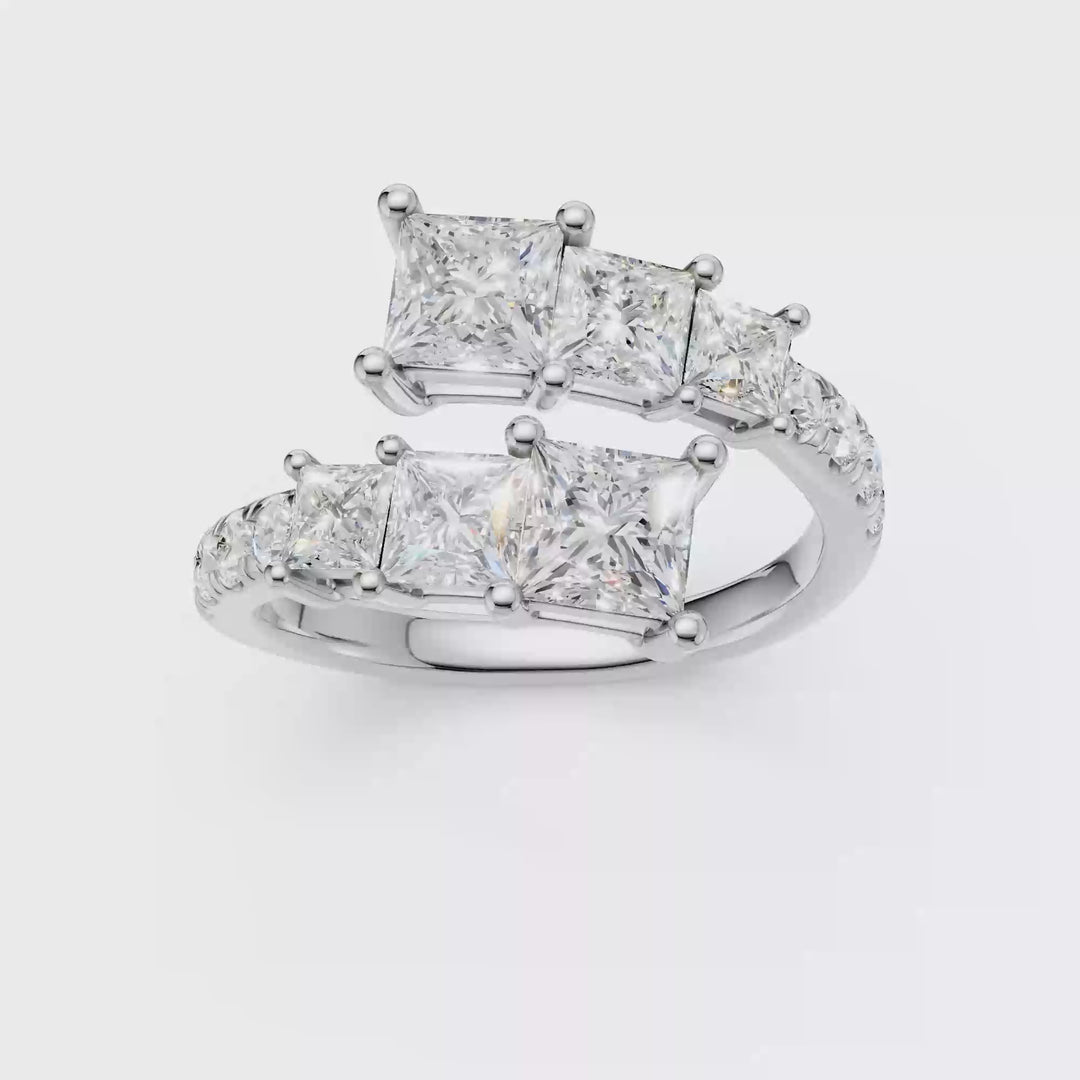 Bypass Diamond Ring (Princess) in 14K White Gold – Silvadi Jewelry Aurora CO