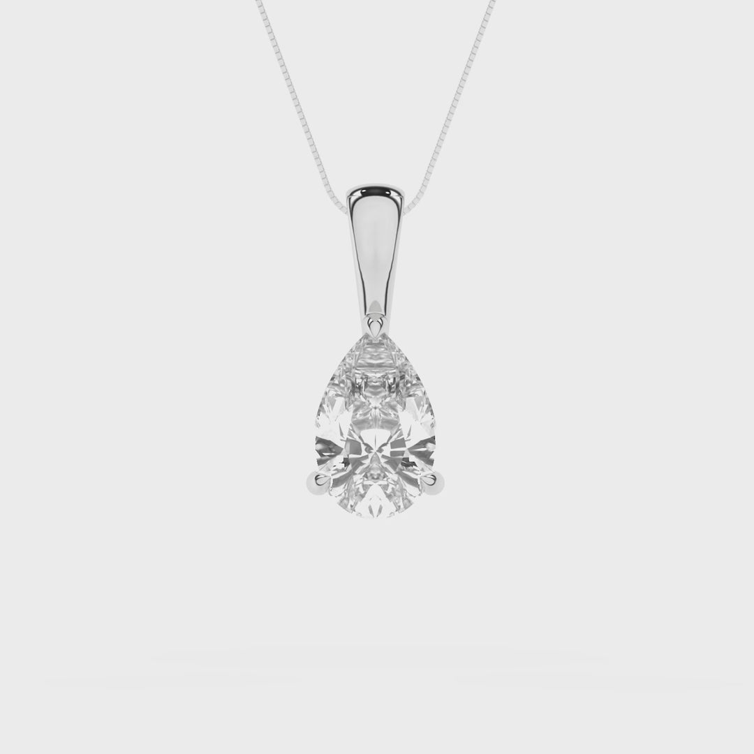 Solitaire Pendant (Pear) in 14K White Gold – Silvadi Jewelry Aurora CO