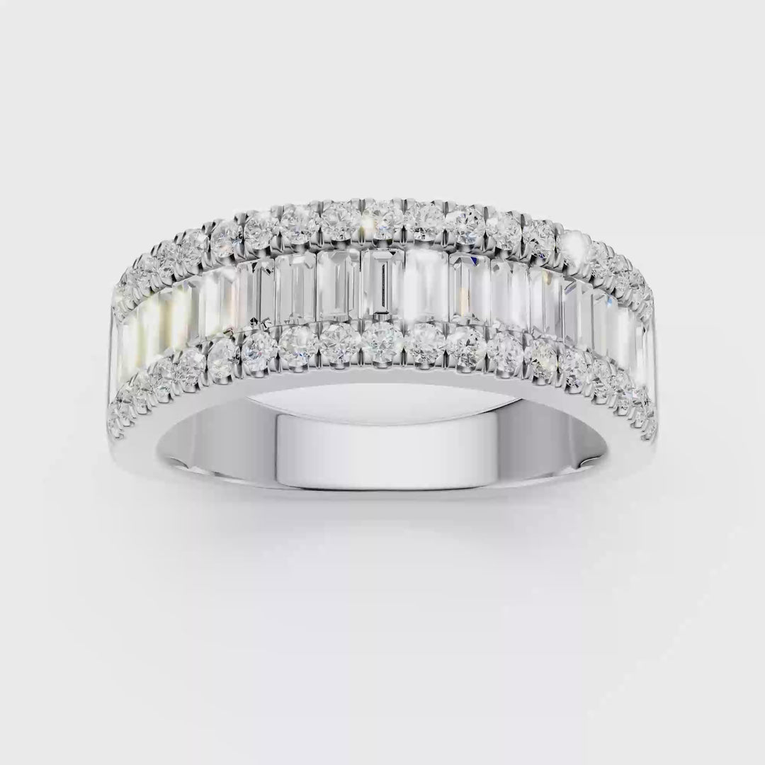 Alternating Channel Set Diamond Band (Round, Baguette) in 14K White Gold – Silvadi Jewelry Aurora CO