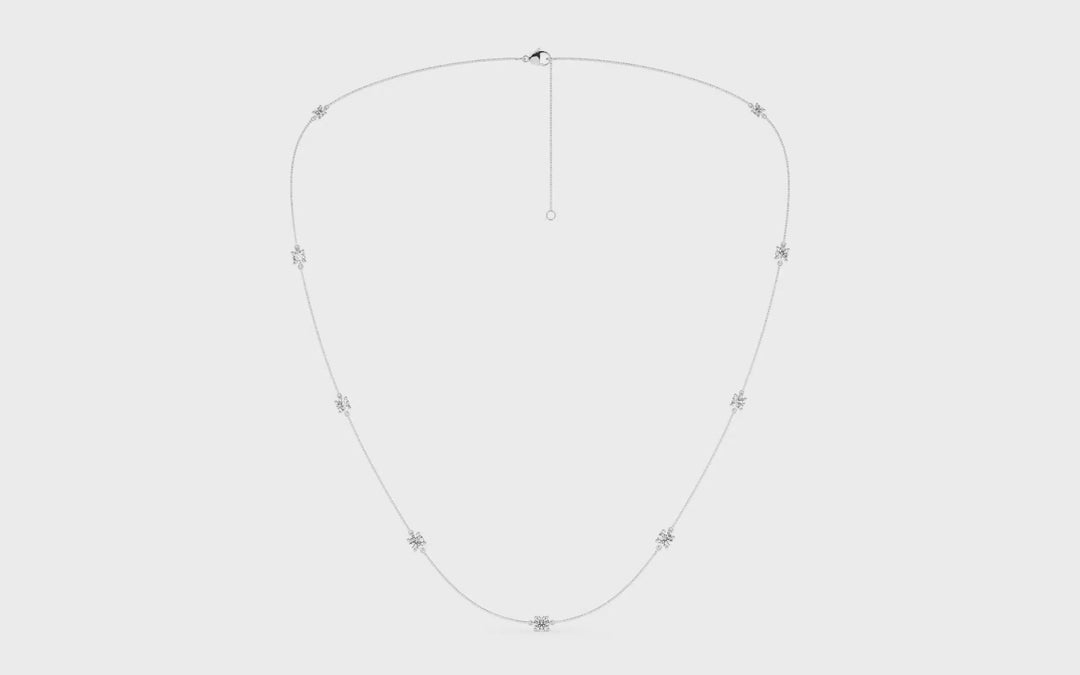 Diamond Station Necklace (Round) in 14K White Gold – Silvadi Jewelry Aurora CO