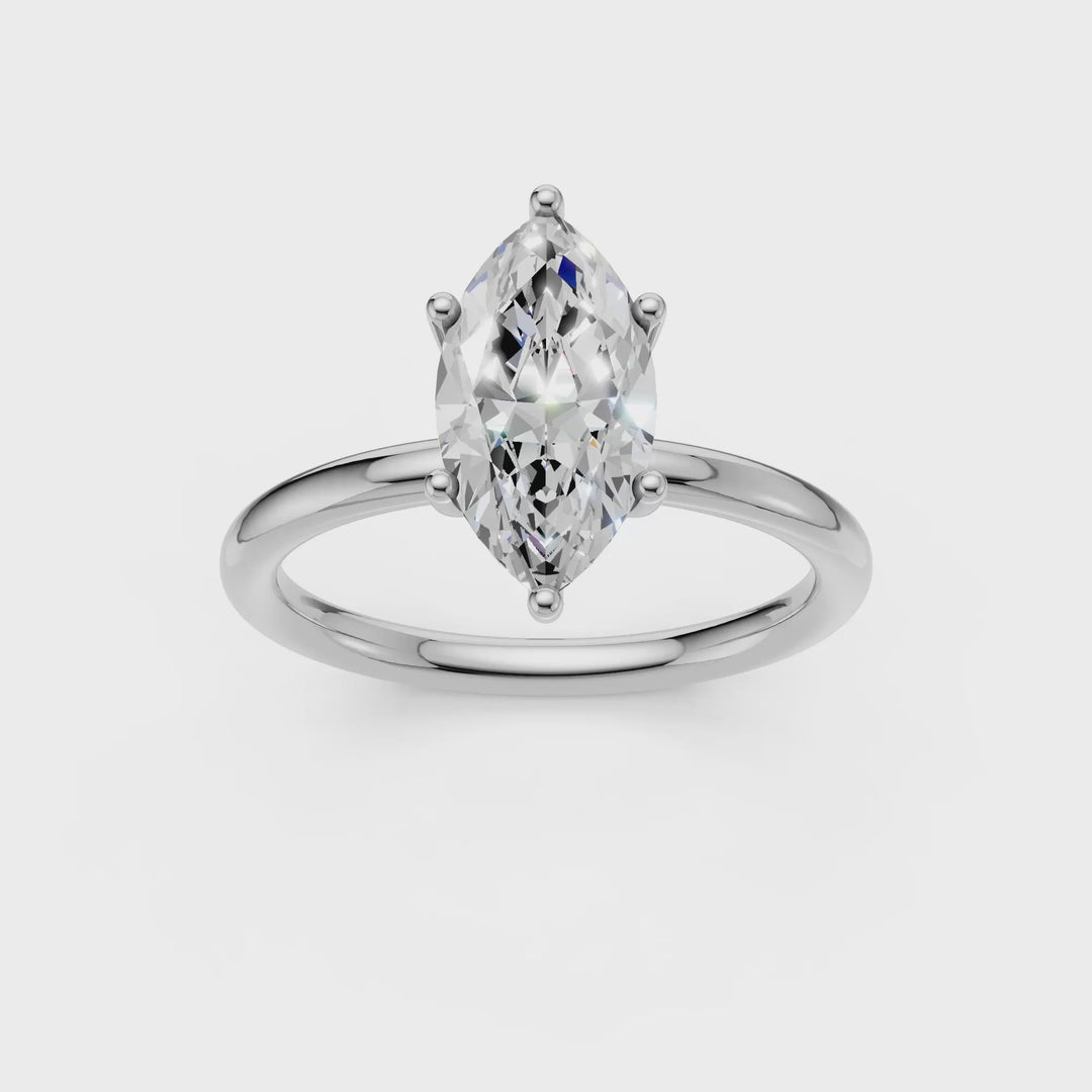 Hidden Halo Plain Shank Engagement Ring (Marquise) in 14K White Gold – Silvadi Jewelry Aurora CO