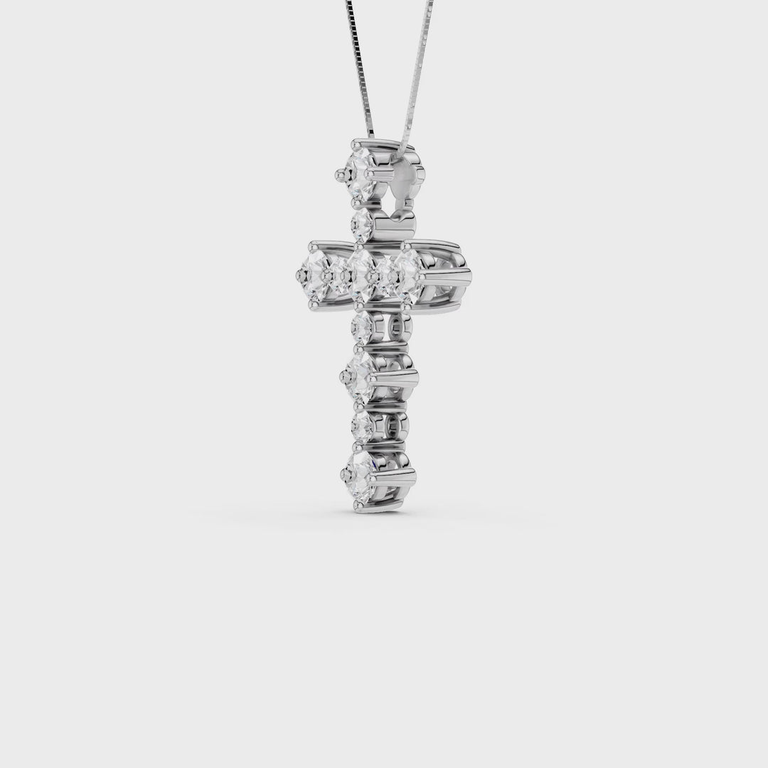 Alternating Diamond Cross Pendant (Round) in 14K White Gold – Silvadi Jewelry Aurora CO