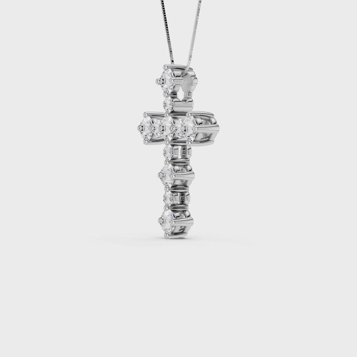 Alternating Diamond Cross Pendant (Round) in 14K White Gold – Silvadi Jewelry Aurora CO