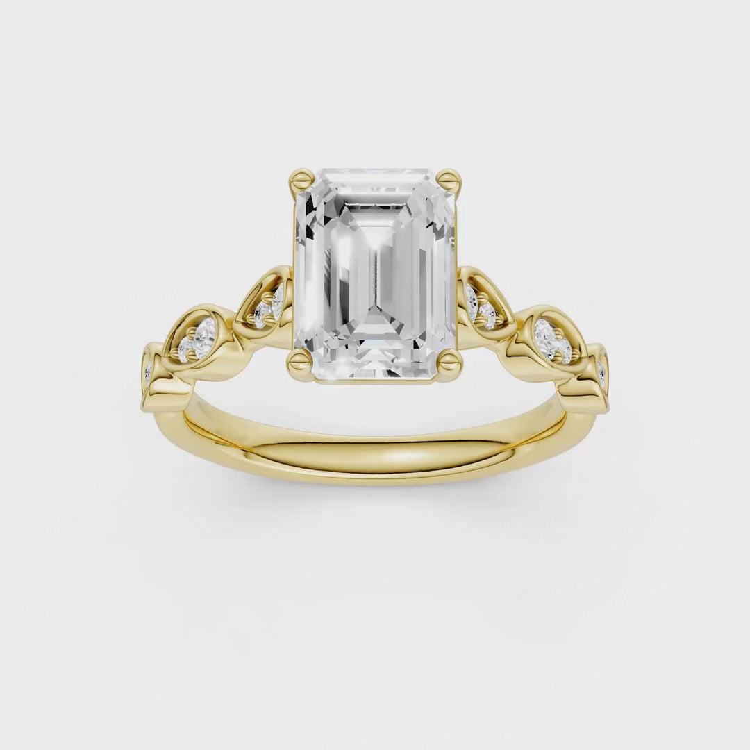 Trellis Shank Engagement Ring (Emerald) in 14K Yellow Gold – Silvadi Jewelry Aurora CO