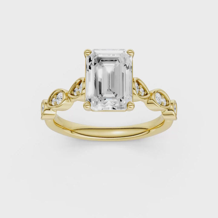 Trellis Shank Engagement Ring (Emerald) in 14K Yellow Gold – Silvadi Jewelry Aurora CO