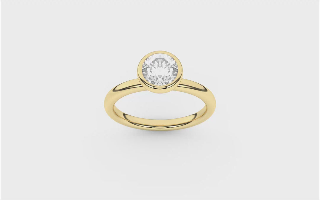 Bezel-Set Solitaire Ring (Round) in 14K Yellow Gold – Silvadi Jewelry Aurora CO