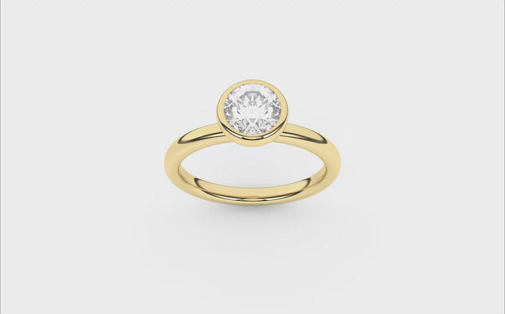 Bezel-Set Solitaire Ring (Round) in 14K Yellow Gold – Silvadi Jewelry Aurora CO