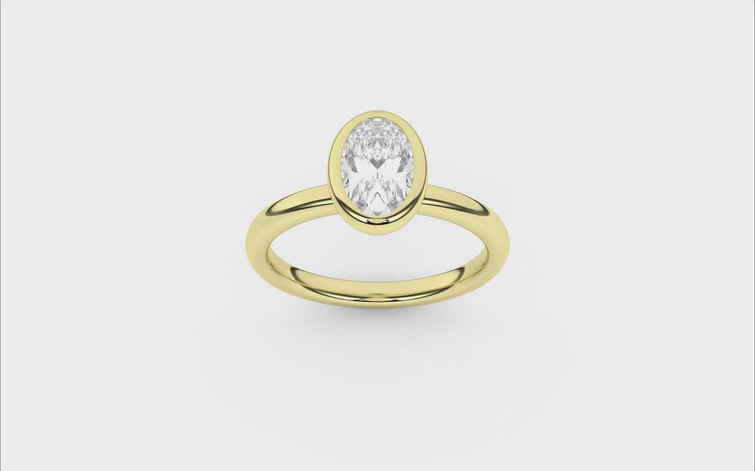 Bezel-Set Solitaire Ring (Oval) in 14K Yellow Gold – Silvadi Jewelry Aurora CO