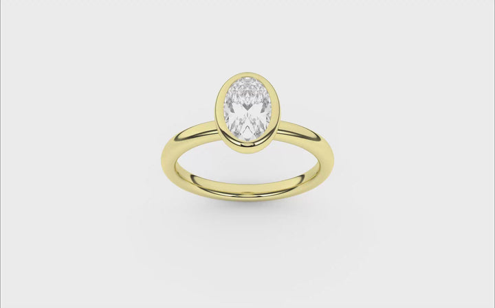 Bezel-Set Solitaire Ring (Oval) in 14K Yellow Gold – Silvadi Jewelry Aurora CO