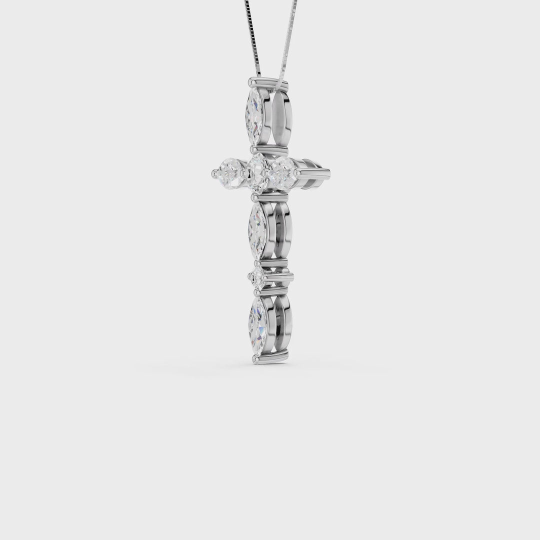 Cross Pendant (Marquise, Round) in 14K White Gold – Silvadi Jewelry Aurora CO