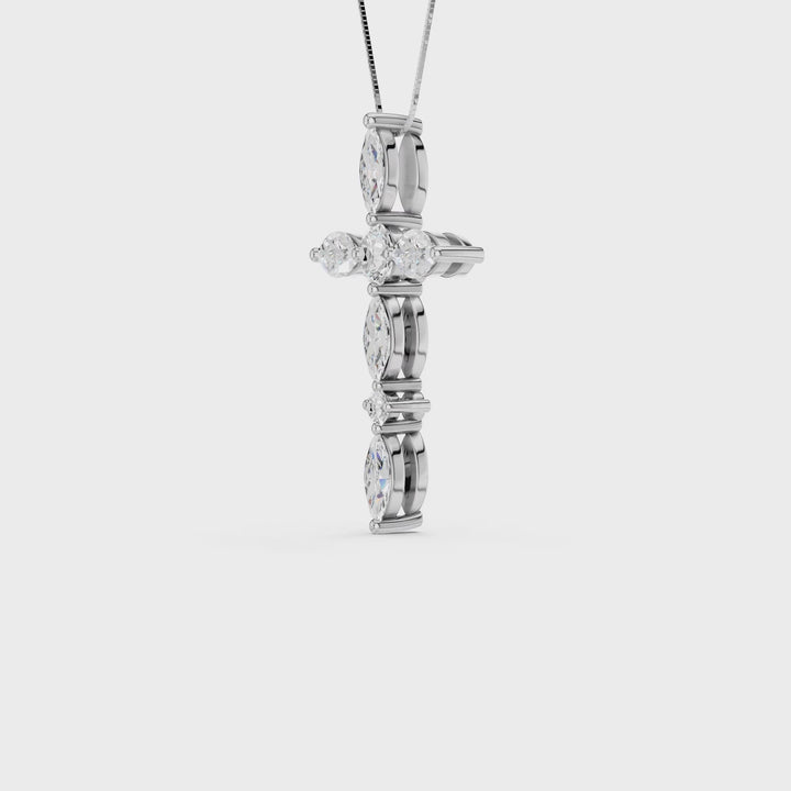 Cross Pendant (Marquise, Round) in 14K White Gold – Silvadi Jewelry Aurora CO
