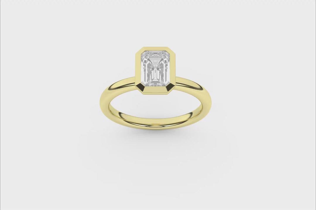 Bezel-Set Solitaire Ring (Emerald) in 14K Yellow Gold – Silvadi Jewelry Aurora CO