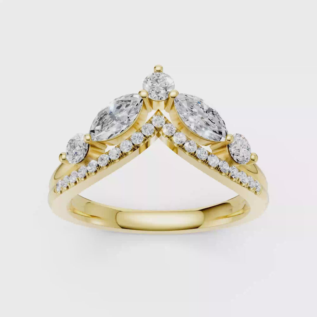 Split Shank Chevron Band (Round, Marquise) in 14K Yellow Gold – Silvadi Jewelry Aurora CO
