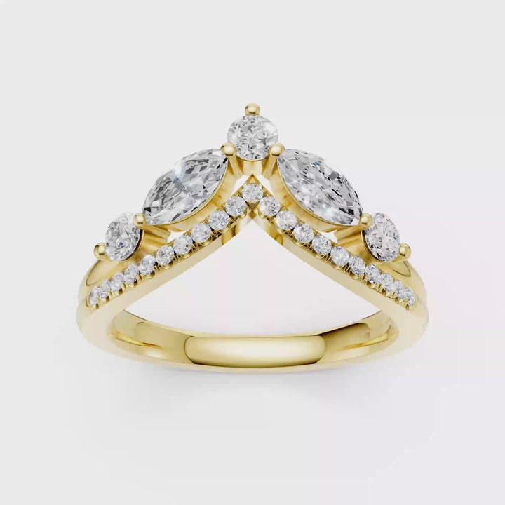 Split Shank Chevron Band (Round, Marquise) in 14K Yellow Gold – Silvadi Jewelry Aurora CO