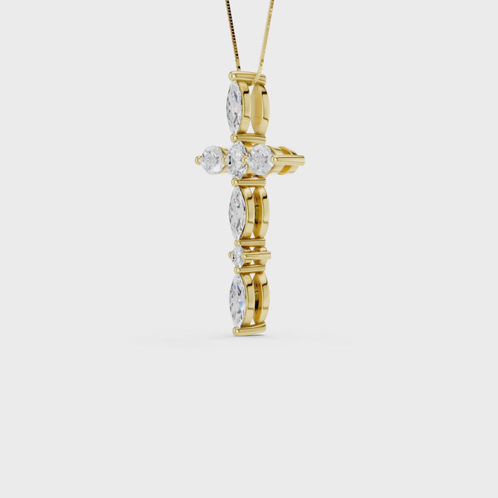 Cross Pendant (Marquise, Round) in 14K Yellow Gold – Silvadi Jewelry Aurora CO