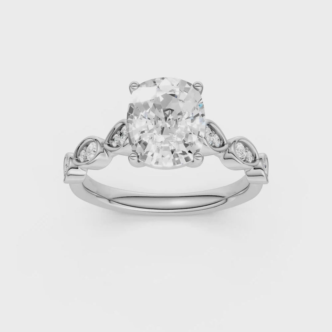 Trellis Shank Engagement Ring (Elongated Cushion) in 14K White Gold – Silvadi Jewelry Aurora CO