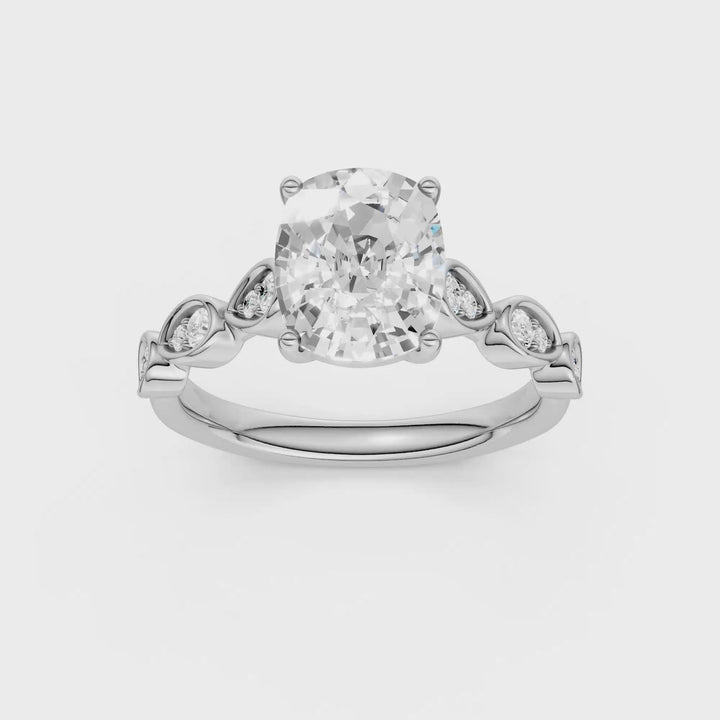 Trellis Shank Engagement Ring (Elongated Cushion) in 14K White Gold – Silvadi Jewelry Aurora CO