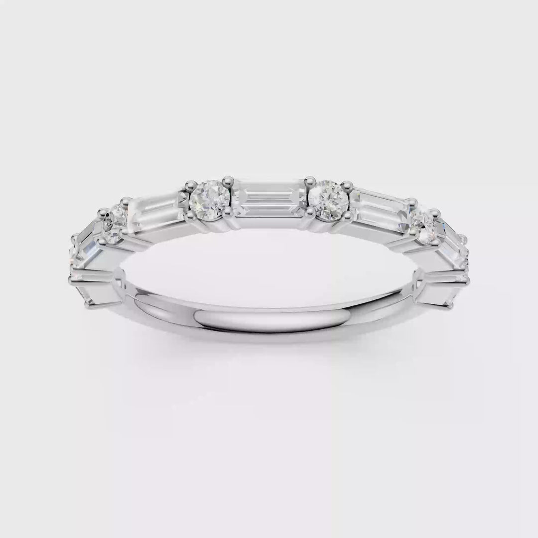 Diamond Wedding Band (Round, Baguette) in 14K White Gold – Silvadi Jewelry Aurora CO