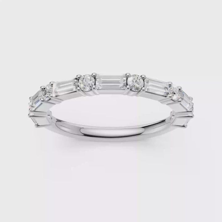 Diamond Wedding Band (Round, Baguette) in 14K White Gold – Silvadi Jewelry Aurora CO