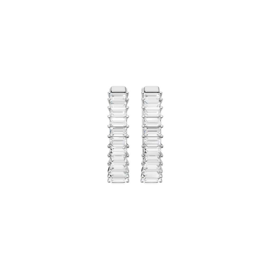 Prong-Set Huggies Hoop Earrings (Baguette) in 14K White Gold – Silvadi Jewelry Aurora CO