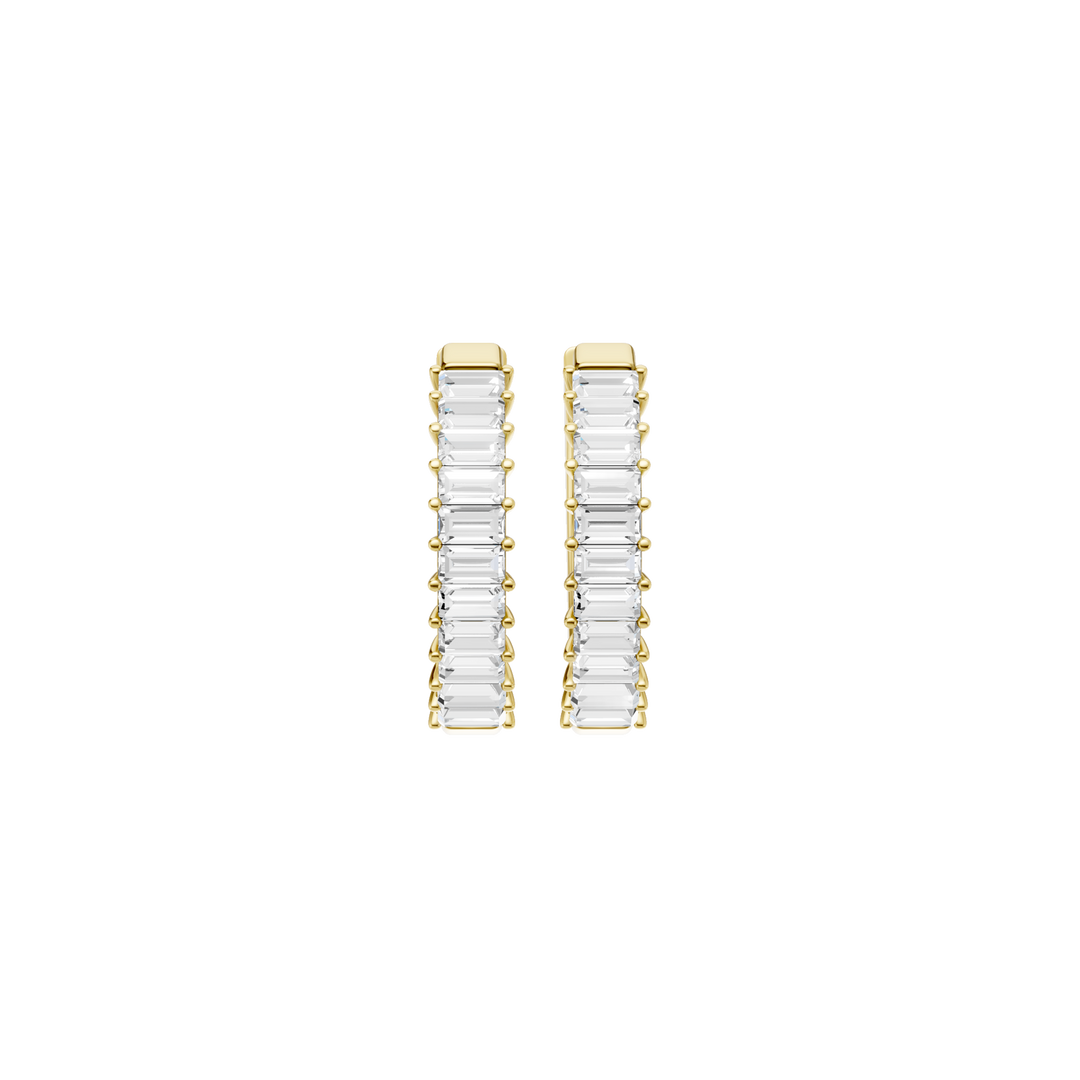 Prong-Set Huggies Hoop Earrings (Baguette) in 14K Yellow Gold – Silvadi Jewelry Aurora CO