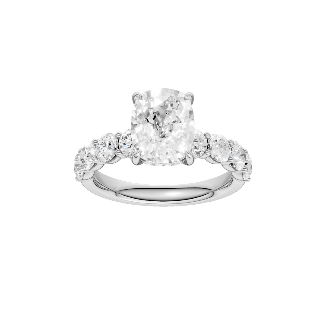 Semi Eternity Engagement Ring (Elongated Cushion) in 14K White Gold – Silvadi Jewelry Aurora CO