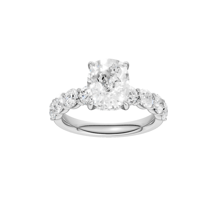 Semi Eternity Engagement Ring (Elongated Cushion) in 14K White Gold – Silvadi Jewelry Aurora CO