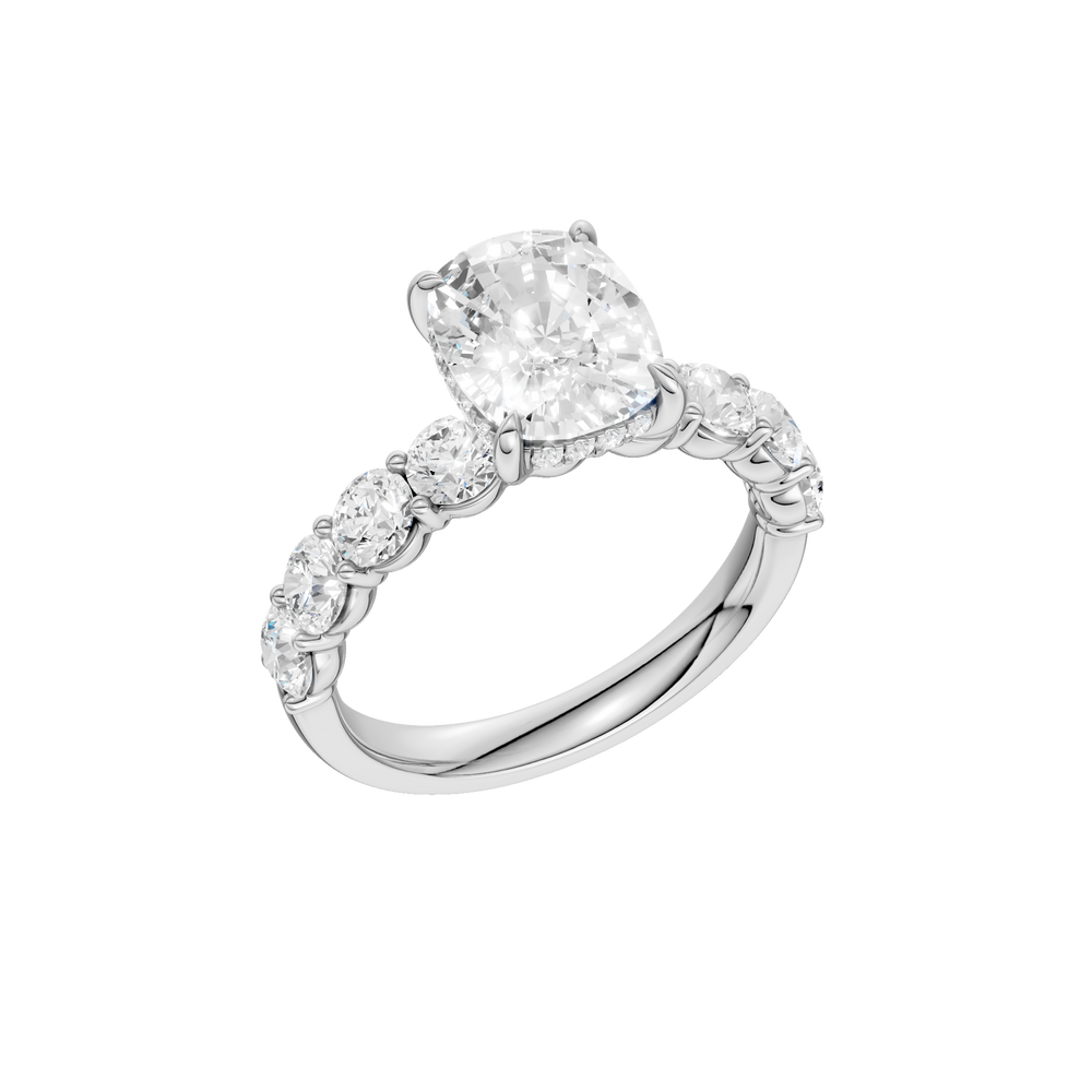 Semi Eternity Engagement Ring (Elongated Cushion) in 14K White Gold – Silvadi Jewelry Aurora CO