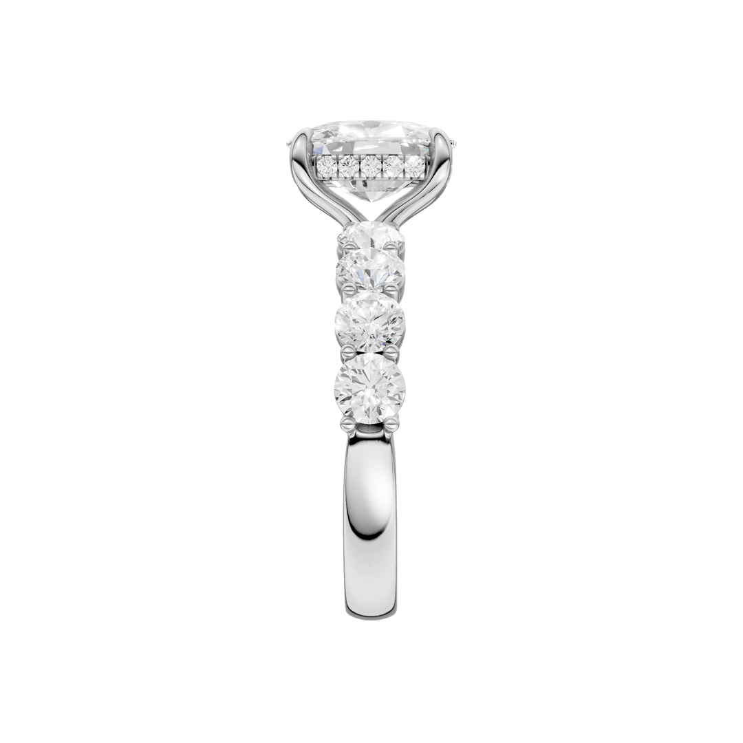 Semi Eternity Engagement Ring (Elongated Cushion) in 14K White Gold – Silvadi Jewelry Aurora CO