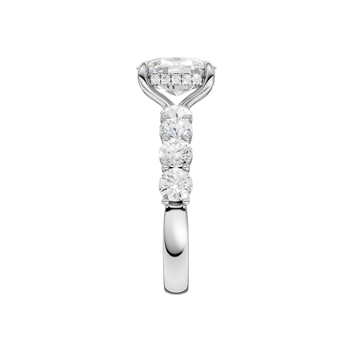 Semi Eternity Engagement Ring (Elongated Cushion) in 14K White Gold – Silvadi Jewelry Aurora CO