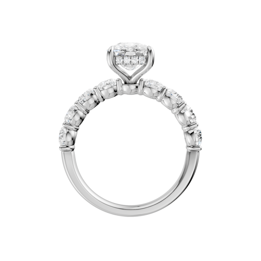 Semi Eternity Engagement Ring (Elongated Cushion) in 14K White Gold – Silvadi Jewelry Aurora CO