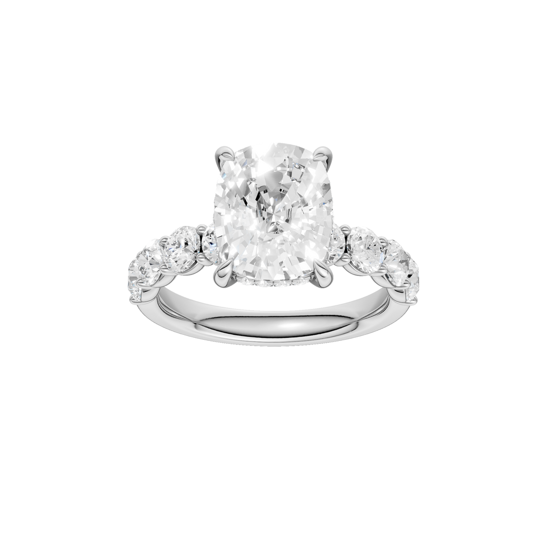 Semi Eternity Engagement Ring (Elongated Cushion) in 14K White Gold – Silvadi Jewelry Aurora CO