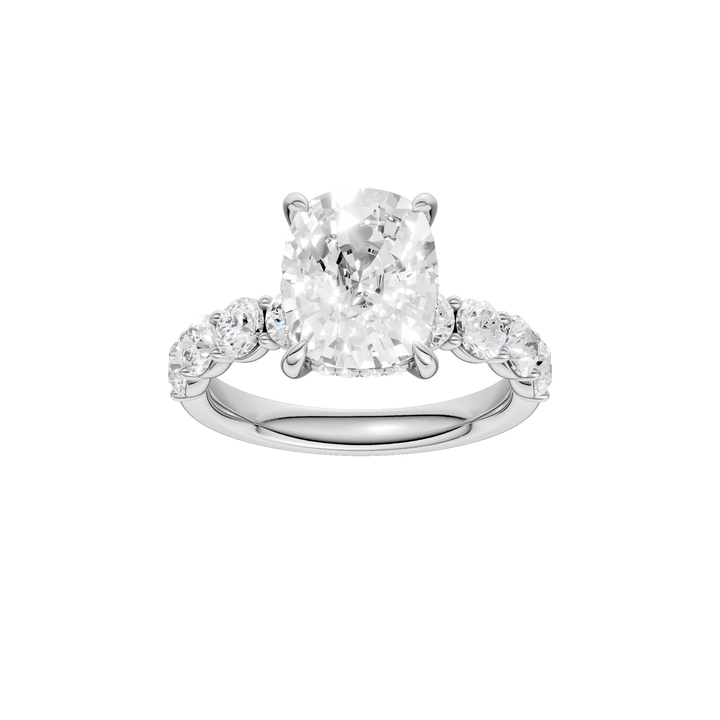 Semi Eternity Engagement Ring (Elongated Cushion) in 14K White Gold – Silvadi Jewelry Aurora CO