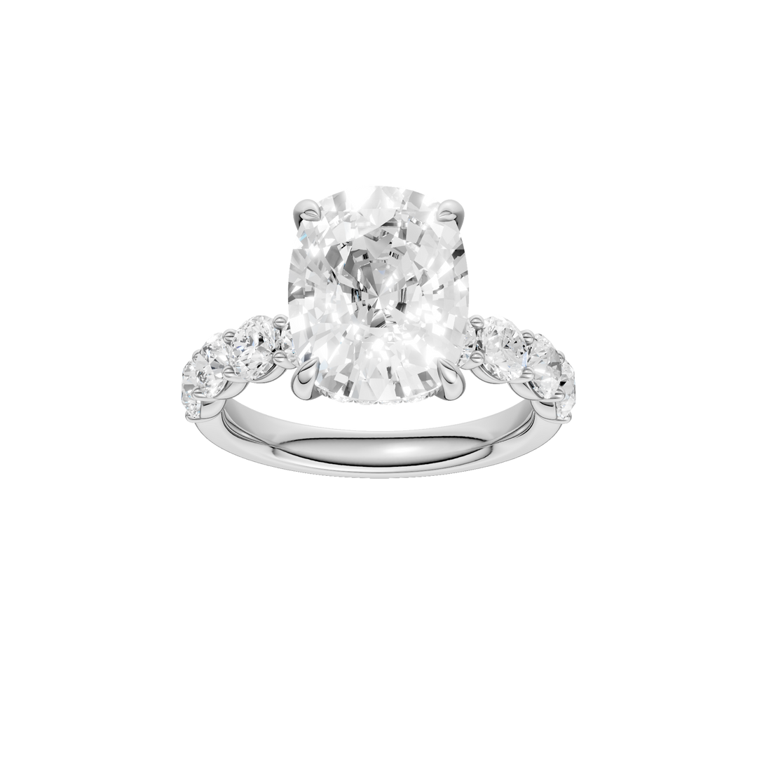 Semi Eternity Engagement Ring (Elongated Cushion) in 14K White Gold – Silvadi Jewelry Aurora CO