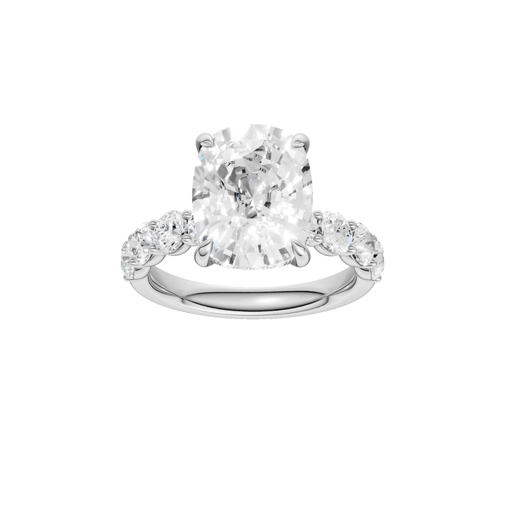Semi Eternity Engagement Ring (Elongated Cushion) in 14K White Gold – Silvadi Jewelry Aurora CO